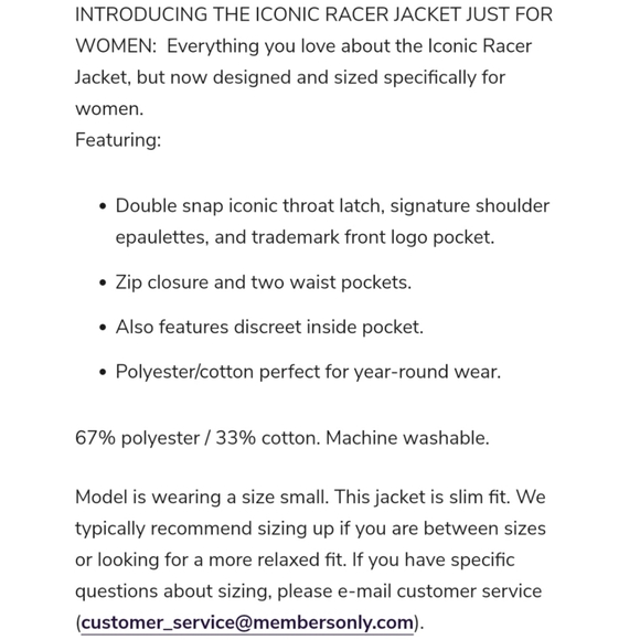 Members Only Women's "THE ICONIC RACER" Jacket - Picture 8 of 9